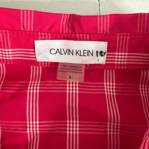 NWOT Calvin Klein Red White Plaid Gingham Cotton Dress - Picture 10 of 15